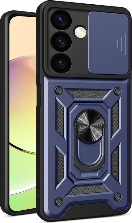 Actual product image Hurtel Hybrid Armor Camshield armoured case for Samsung Galaxy A15 with camera cover - blue (Samsung Galaxy A15)