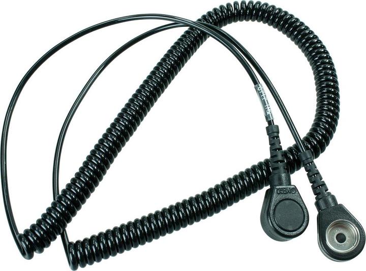 Wetec Spiralkabel mit Druckknopf, ESD, schwarz, 3/10 mm, 3,6 m