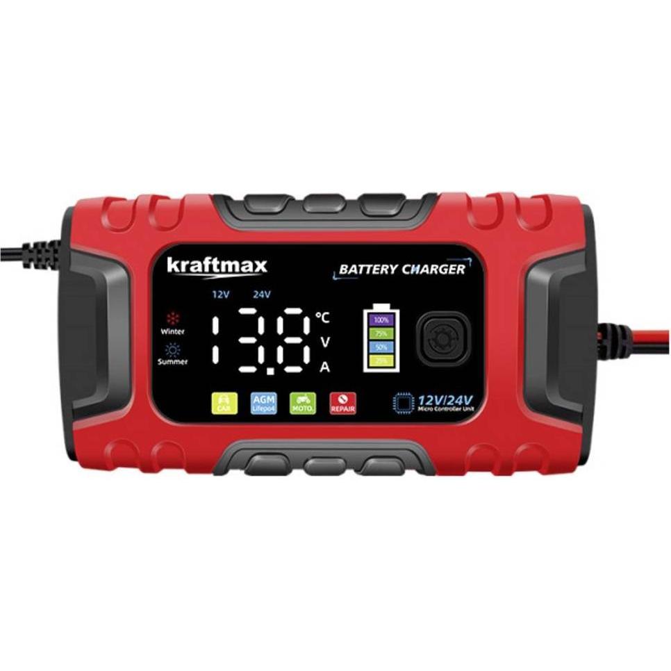Kraftmax, Caricabatterie per auto, Caricabatterie (12V, 24V, 10 A)