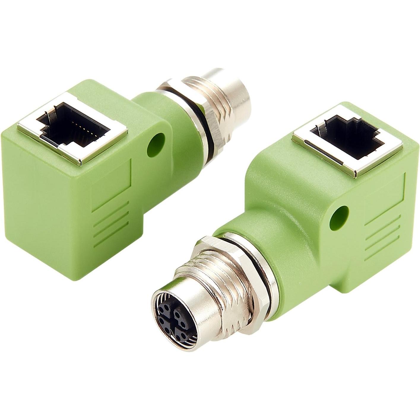 Thumbnail - Exsys Adapter M12 X-code BU - RJ45 BU 90° (RJ45 (1x)), Netzwerkadapter, Grün