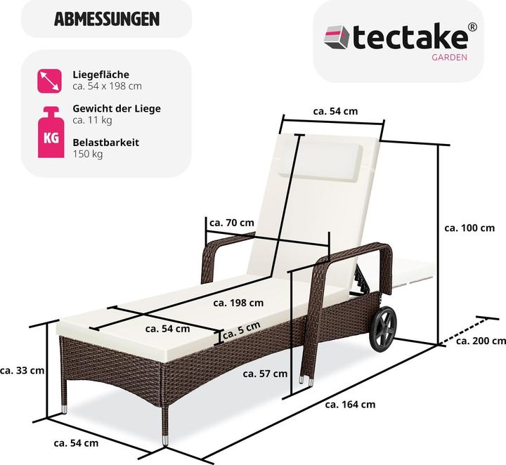 Immagine prodotto tectake Sonnenliege (200 cm)