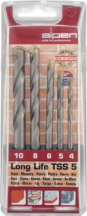 Immagine prodotto Alpen Set di trapani da muratore (4 mm, 5 mm, 6 mm, 8 mm, 10 mm)