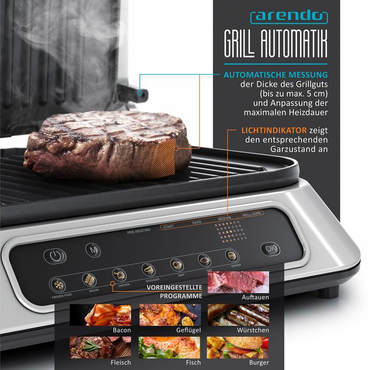 Image du produit Arendo Gril électrique, A : Argent brossé