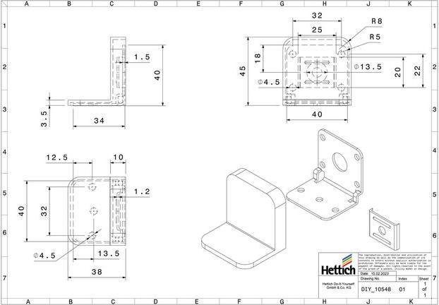 Produktbild Hettich Schranksicherung 45 x 38 mm (1 Stk.)