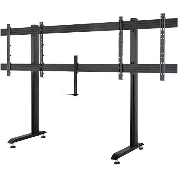 b-tech SYSTEM X - XXL Twin Screen VC (Boden, 86"), Monitor Halterung, Schwarz