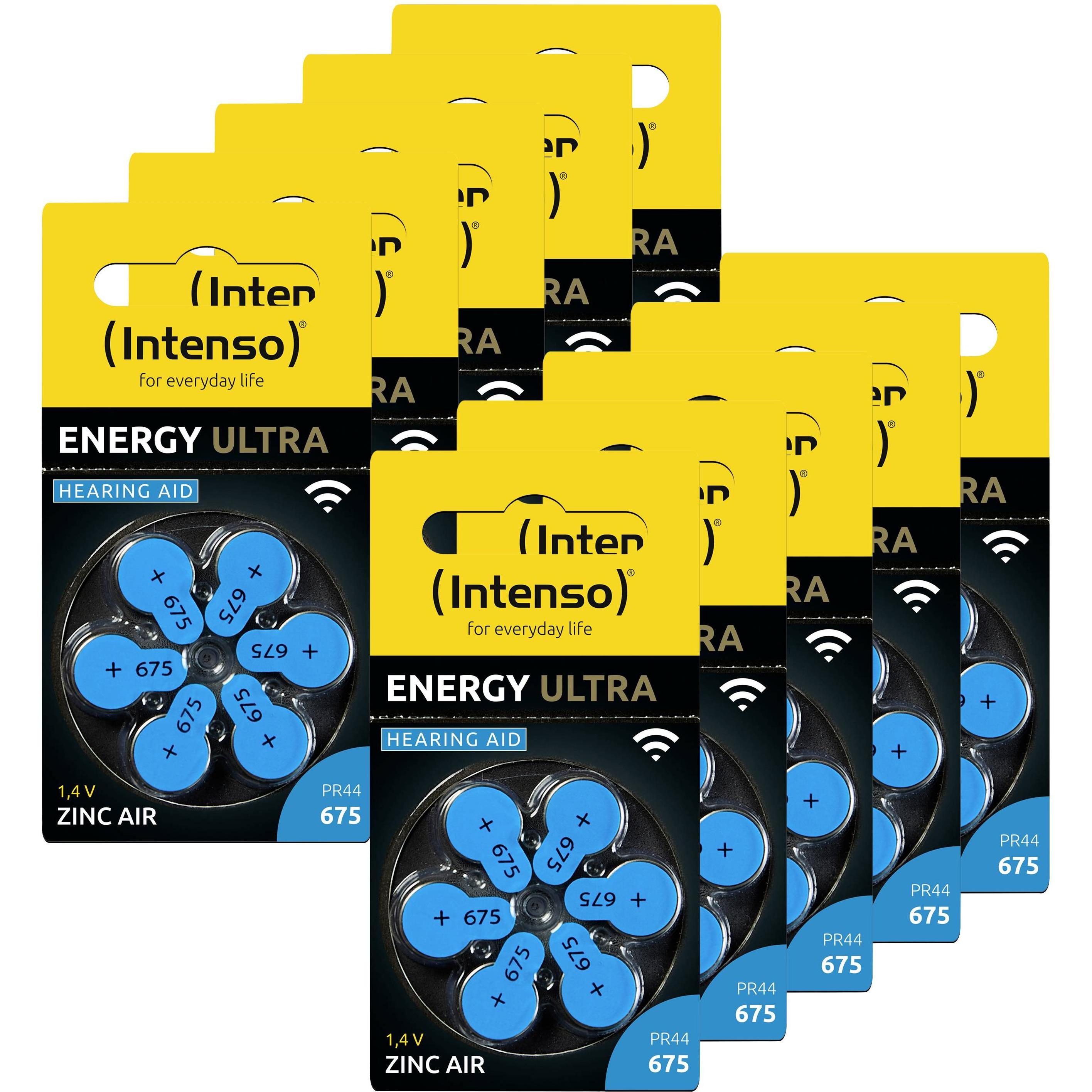 Intenso Confezione da 60 batterie per apparecchi acustici Zinco-Aria A675 (60 pz., PR44, 540 mAh), Batterie + pile