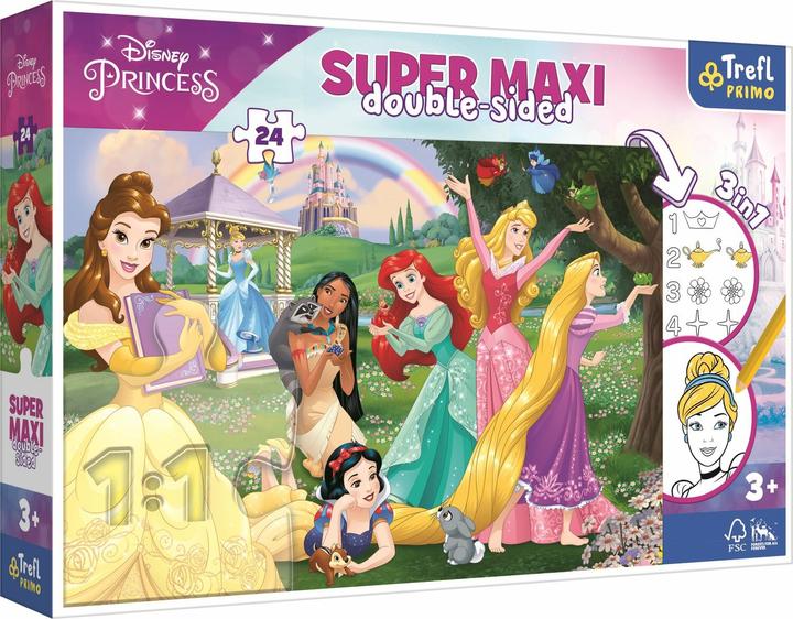 Produktbild Trefl Doppelseitiges Puzzle 24 Elemente Super Maxi Disney Merry Princesses 3in1 (24 Teile)