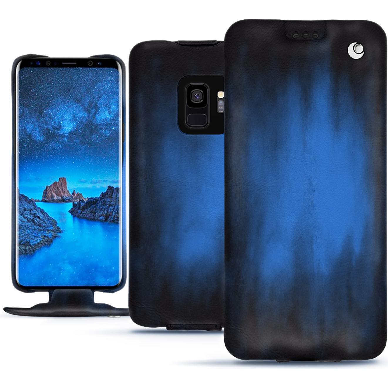 Noreve Lederschutzhülle vertikal (Samsung Galaxy S9), Smartphone Hülle, Blau