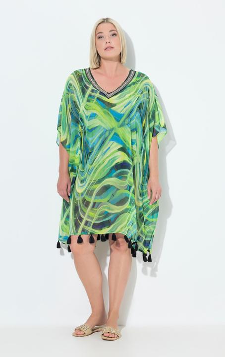 Produktbild Ulla Popken Chiffon-Tunika, Wellen, Oversized, V-Ausschnitt, Halbarm (42, 44, 46, 48)