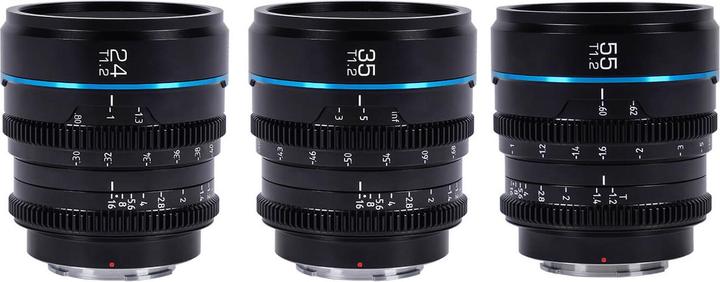 Actual product image Sirui Nightwalker 24 35+55mm T1.2 S35 MF Cine Lens Bundle E-Mount (Sony E, APS-C / DX, full size)