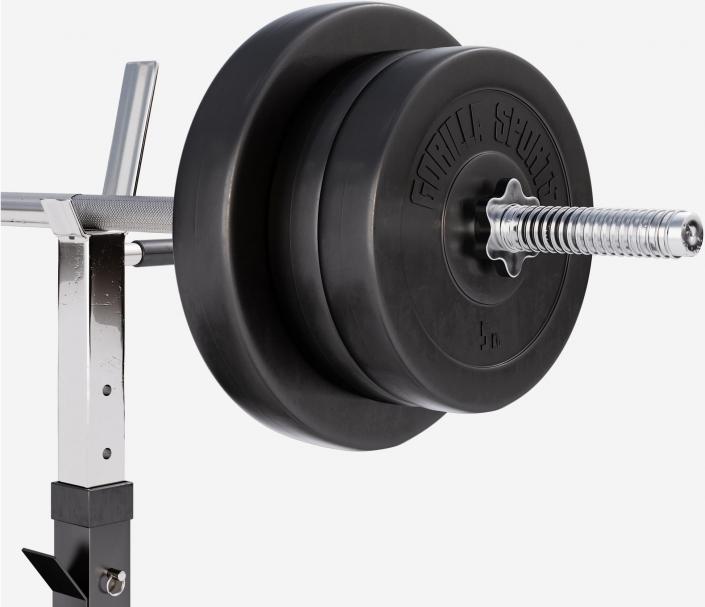 Immagine prodotto Gorilla Sports Set di bilancieri da panca per pesi in plastica 38kg-70kg