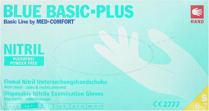 Produktbild 3A Blue Basic Plus Basic line by med-Comfort Nitril puderfrei, 200 Stück, blau (S)