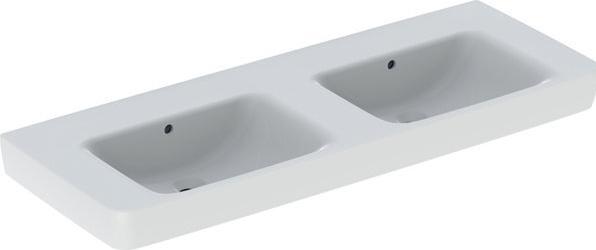 Actual product image Geberit Renova Plan, double washbasin, 130x48 cm, without tap hole, with overflow, 501712 (480 mm, 1300 mm)
