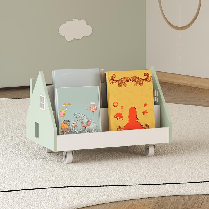 Produktbild En.Casa Mobiles Kinderregal Vipsali 50x33x34 cm Mintgrün/Weiss (50 x 33 x 34 cm)