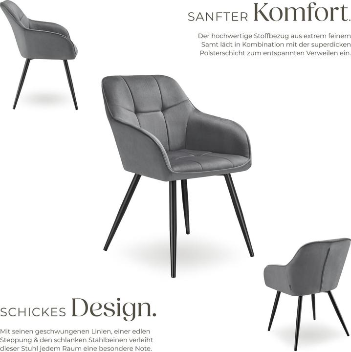 Actual product image tectake chair Marilyn, velvet look, quilted