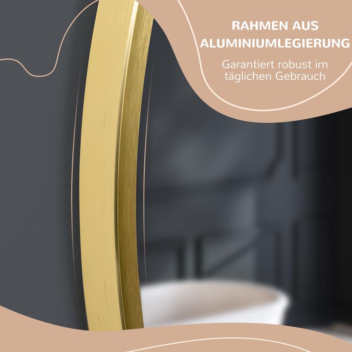 Produktbild Kleankin Runder Badspiegel mit 2 Haken für die Befestigung (50 x 2 x 50 cm)