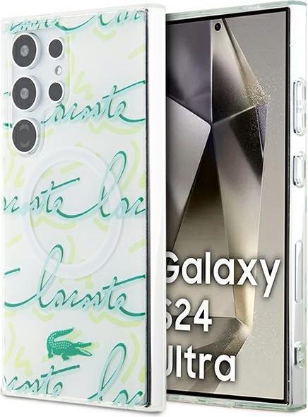 Actual product image Lacoste LCHMLUSCN S928 biały/white hardcase Double Layer Script (Samsung Galaxy S24 Ultra)