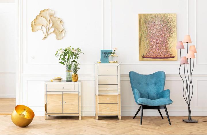 Immagine prodotto Designlife Cassapanca alta Luxury Champagne 5 cassetti (49 x 41 x 110 cm)