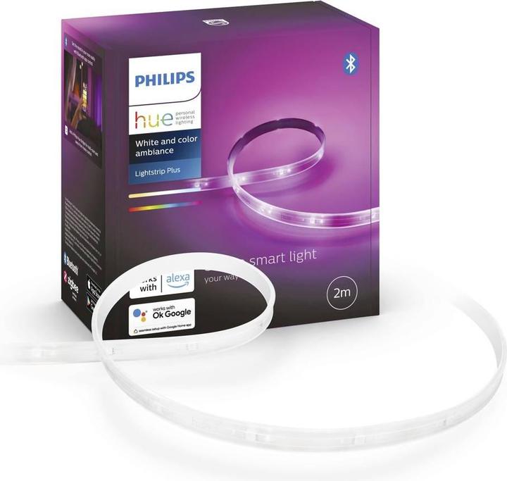 Actual product image Philips Lighting Hue Lightstrip Plus 2m Base White & Col Amb (Multicoloured, 200 cm, Indoor)