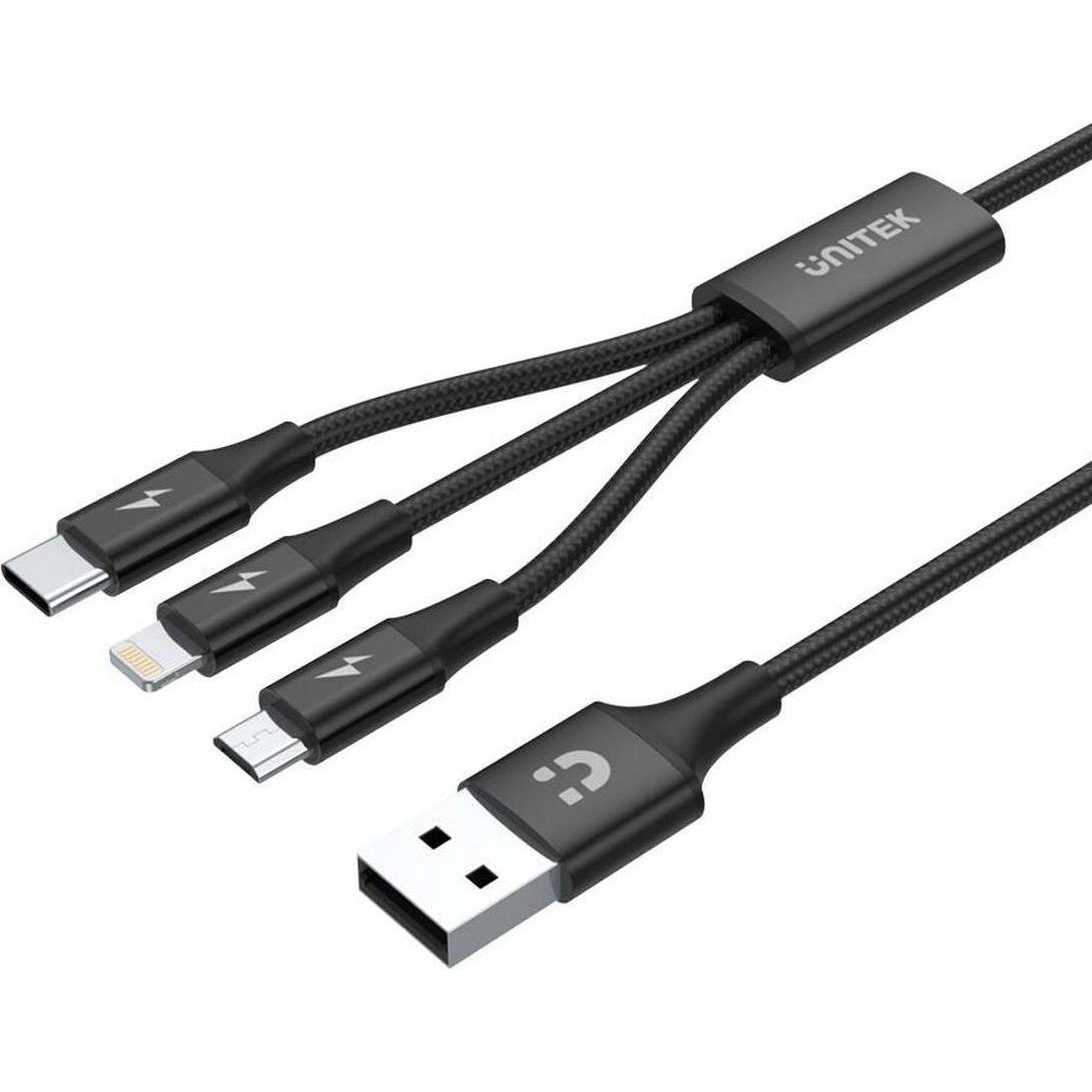 Unitek 3 in 1 Multi-Ladekabel (1.20 m, USB 2.0, 12 W), Cavo USB