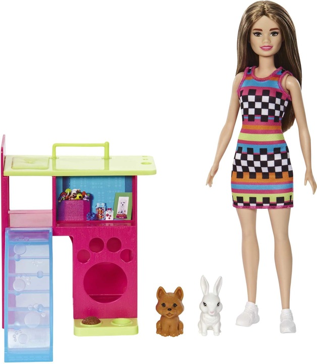 Barbie Mattel Puppe Vogel mit Haustieren, Mehrfarbig (HGM62)