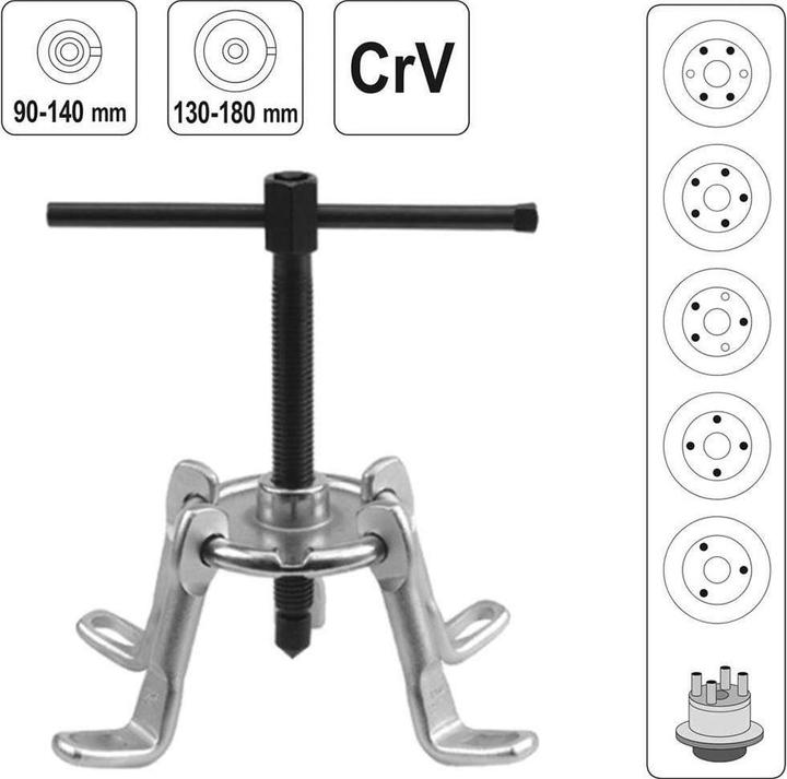 Actual product image Yato YT-0602 Universal wheel hub puller, wheel hub drum brake puller