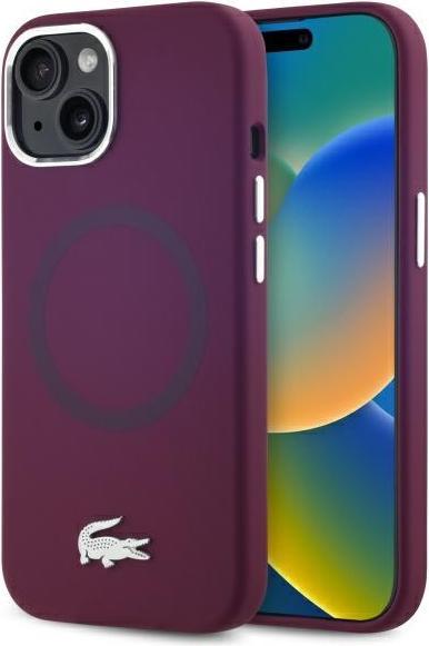 Lacoste LCHMP15SSMAR iPhone 15 6.1" bordeaux hardcase Silicone Croco Logo MagSafe (Apple iPhone 15)