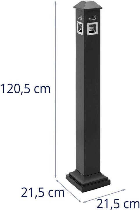 Actual product image Ulsonix Outdoor Standing Ashtray - for outdoors & indoors - lockable - 21.5 x 21.5 x 120.5 cm