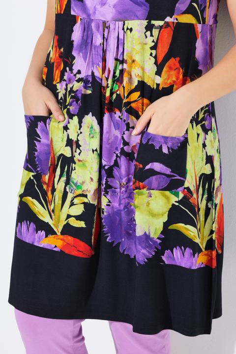 Produktbild Ulla Popken Jerseykleid, bedruckt, A-Linie, Rundhals, ärmellos (42, 44)