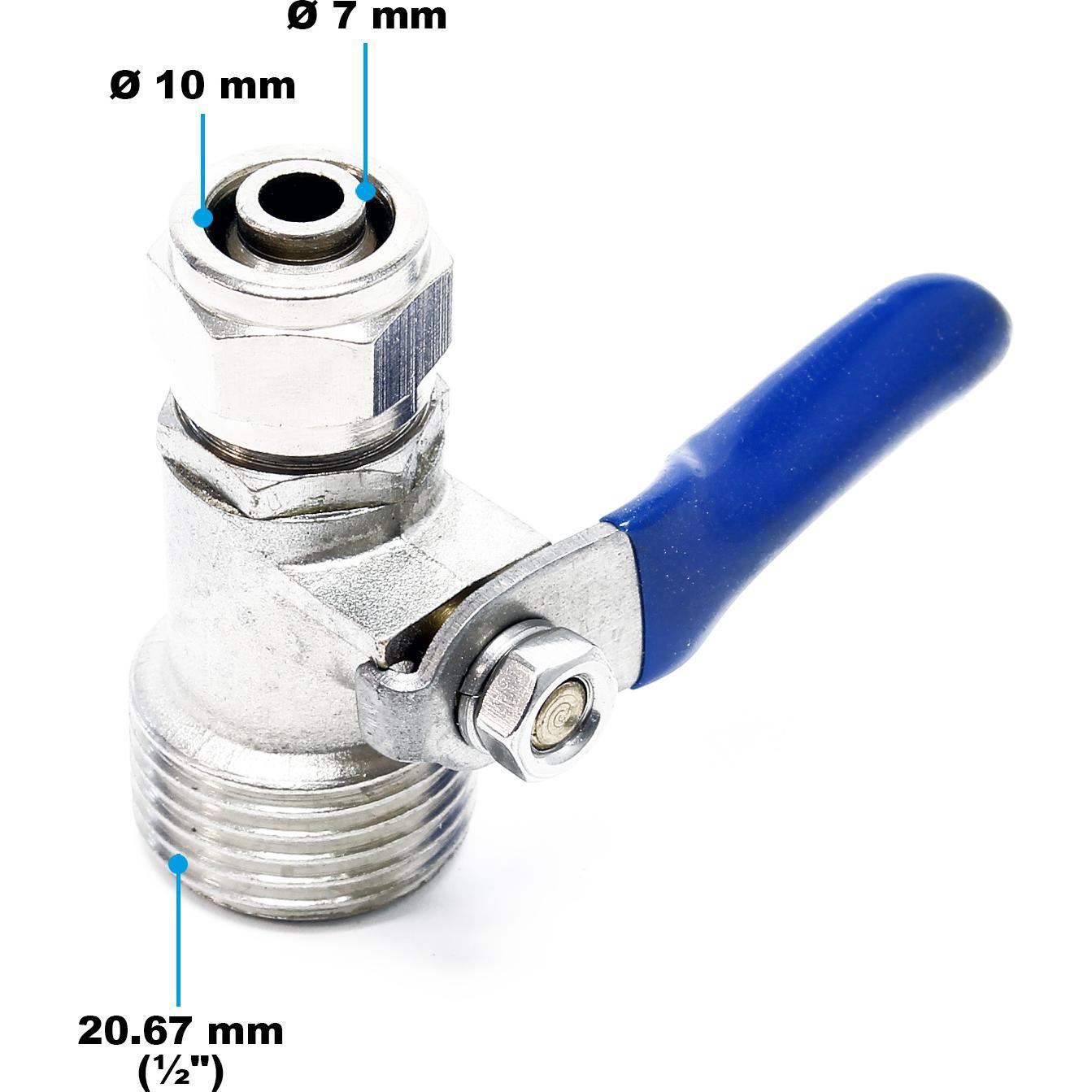 Thumbnail - Naturewater, Schlauchanschluss + Schlauchverbinder, Kugelventil Ø10mm Jaco-Fitting 20mm (1/2") AG Umkehrosmose (10 mm)