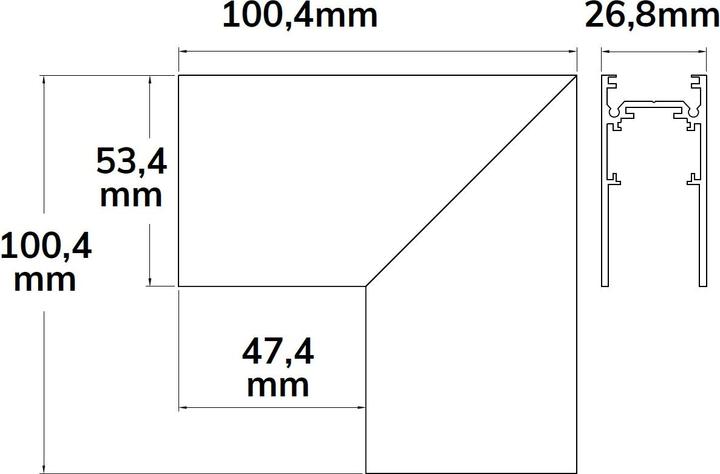 Image du produit Isoled Track48 Rail d'angle 90° vertical pour rail de montage en surface, noir, non conducteur de courant