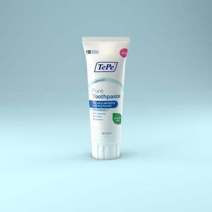 Actual product image TePe Pure Gentle Mint Daily Fluoride Toothpaste for Sensitive Gums and Dry Mouth - Age Appropriate F