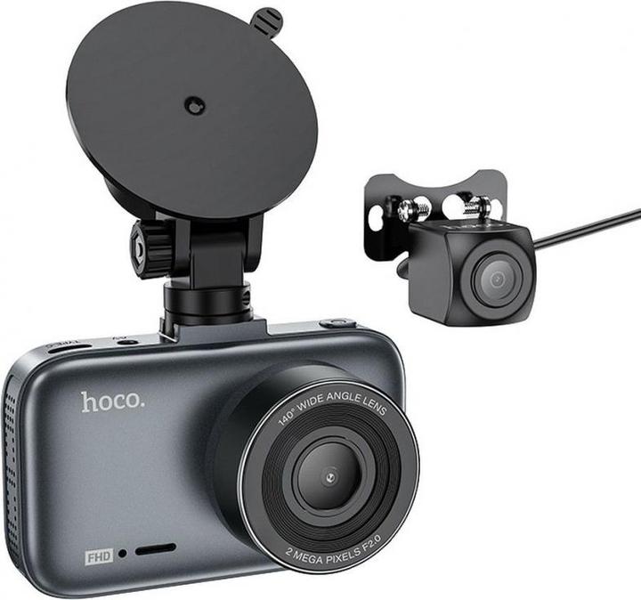 Hoco Dash + Rear Camera Driving DV6, 1080P, 3inch LCD, noir (Écran intégré, Bluetooth, Microphone intégré, Full HD)