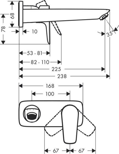 Actual product image hansgrohe Talis E single-lever concealed washbasin mixer for wall mounting (brushed bronze)