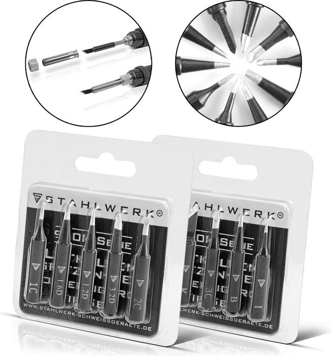 Image du produit Stahlwerk Kit professionnel de pannes de fer à souder pour fers à souder avec système 900M-T Set de 10 pannes (Mèche à souder)