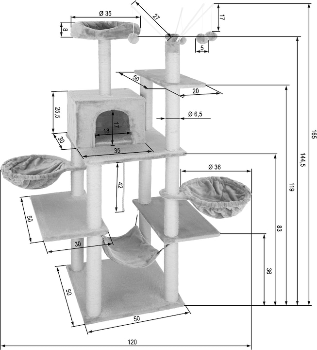 Produktbild tectake Lilou (165 cm, Dunkelgrau)