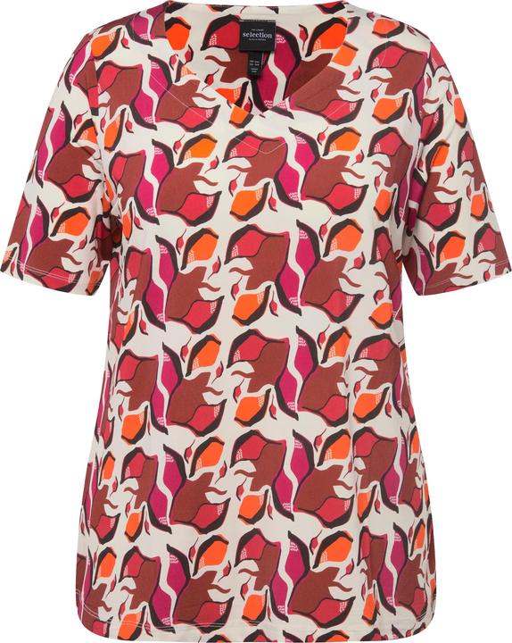 Immagine prodotto Ulla Popken Maglia classica in tessuto fluente dal design rétro con scollatura a cuore e mezze maniche (50, 52)