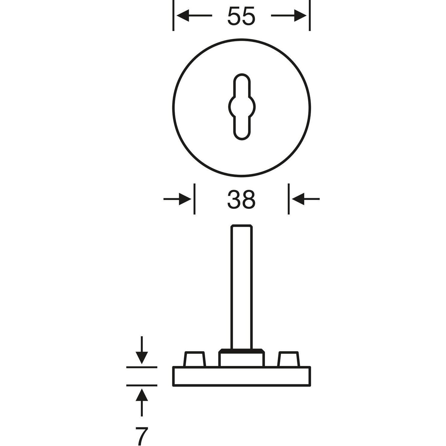 Thumbnail - FSB, Türgriff + Fenstergriff, Schlüsselrosetten-Paar 12 1735 Edelstahl 6204 Schildstärke 7 mm R-WC rund (Türgriff)