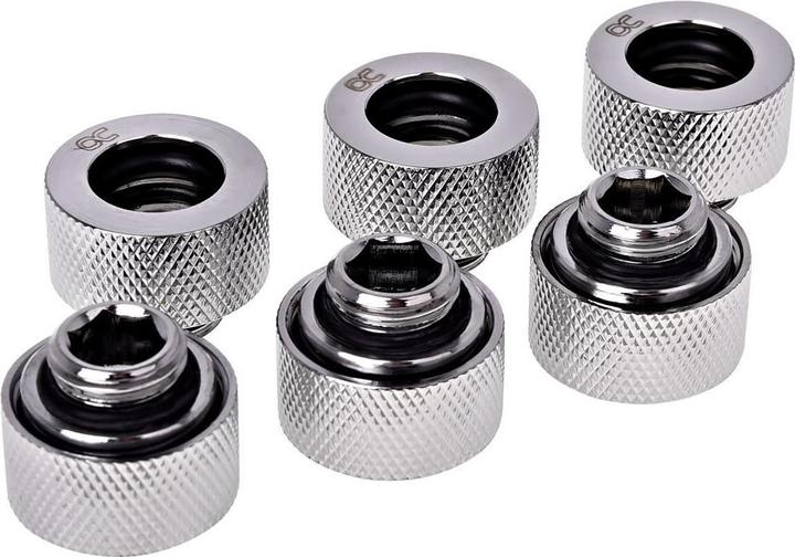 Actual product image Alphacool HT 13mm HardTube screw-on grommet G1/4 for Plexi brass tubes - knurled - chrome