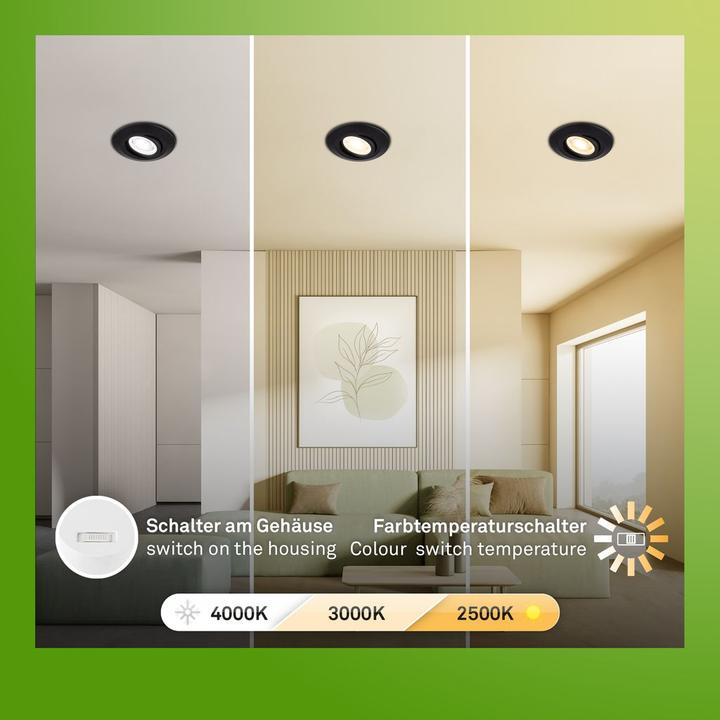 Actual product image Briloner Sustainable ultra-flat LED recessed lights set of 3 (520 lm)