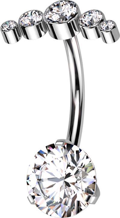 Image du produit Star Piercing Threadless banane argent cinq cristaux argent et cristal argent sertis (Titane, sans laiton)