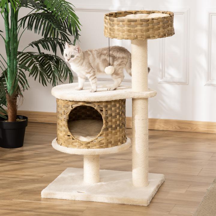 Produktbild PawHut Kratzbaum mit Katzenhöhle (95 cm, Mehrfarbig)