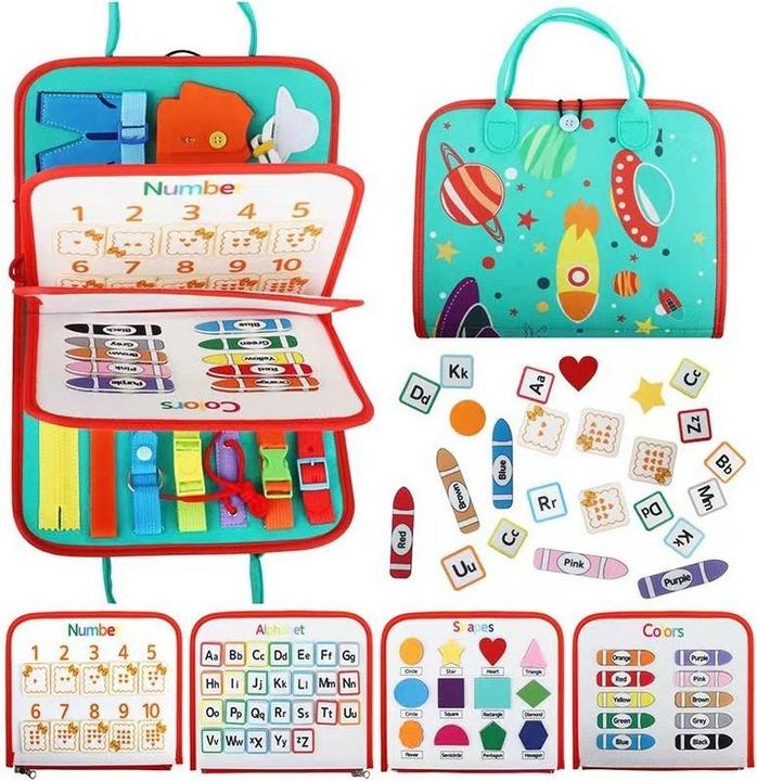 Esmée Kinder Motorik Klett Spielzeug Montessori Busy Board Lernspiel 59-tlg. Set