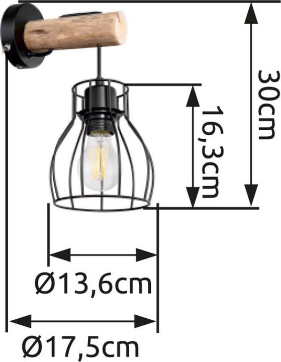 Image du produit Globo Applique Mina noir 1xE27 (E27)