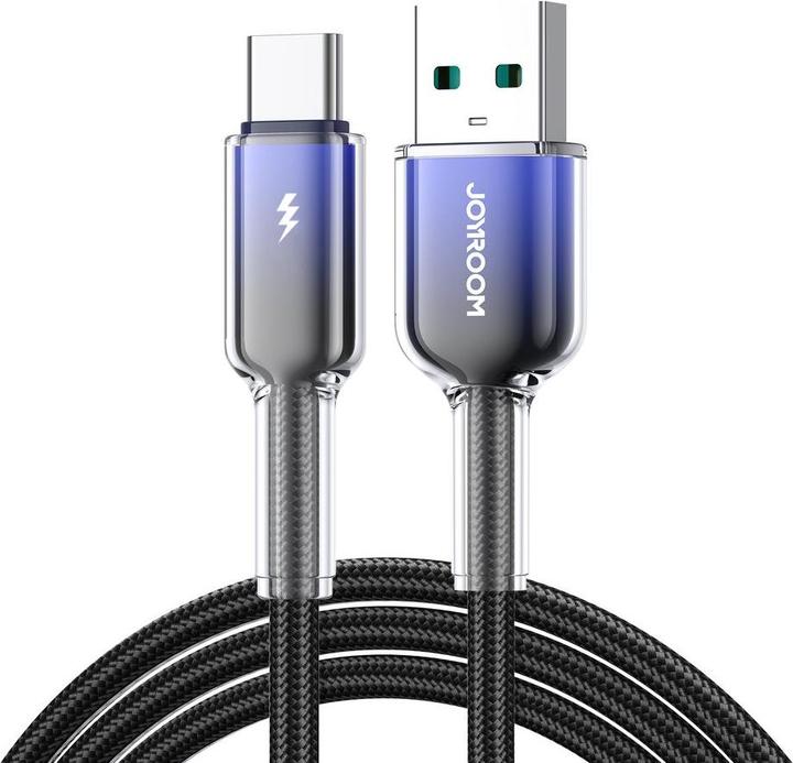 Actual product image Joyroom S-A42 Crystal Clear Series Fast Charging Data Cable USB-A to Type-C 3A 1.2m Black (1.20 m)
