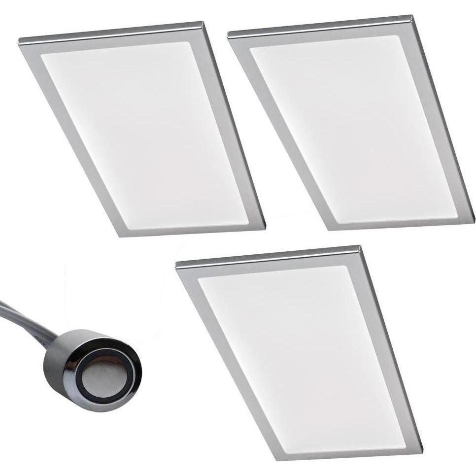 Rolux, Zubehör Elektroinstallation, 3er-Set LED Leuchte BASSO 3x6W, Edelstahl-Optik, 3000K warmweiss