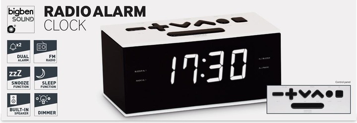 Image du produit Bigben Radio-réveil RR60 noir blanc