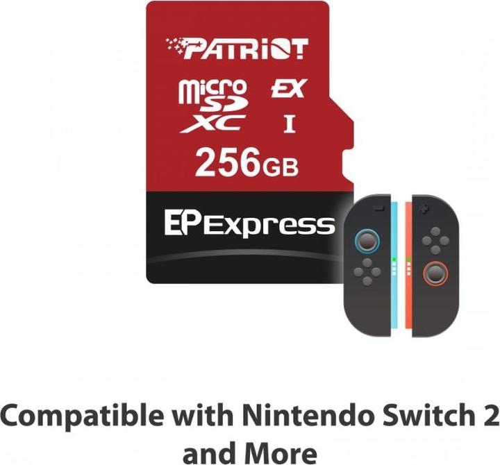 Productafbeelding Patriot microSDXC 256 GB Express 800/600 MB/s Nintendo Switch 2 kaart (256 GB, microSD, microSD Express, microSDXC, U3, UHS-I)