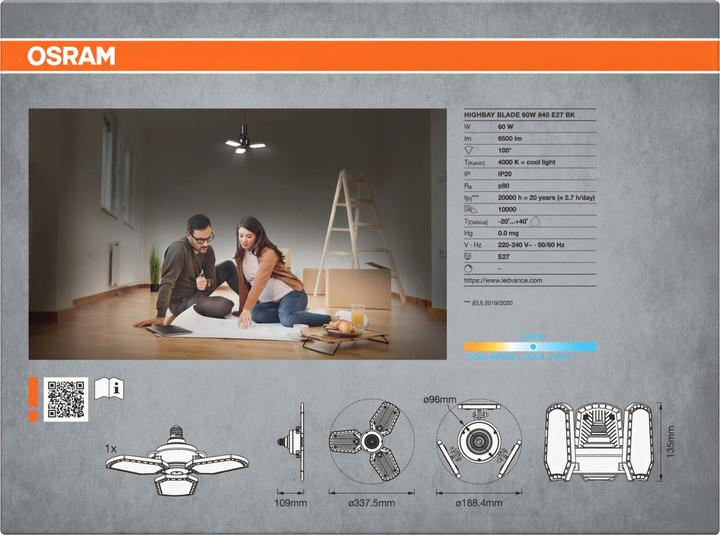 Actual product image Osram LED Pendelleuchte Highbay Blade E27 60W 840 E27 Black 4099854429316 (E27, 6500 lm)