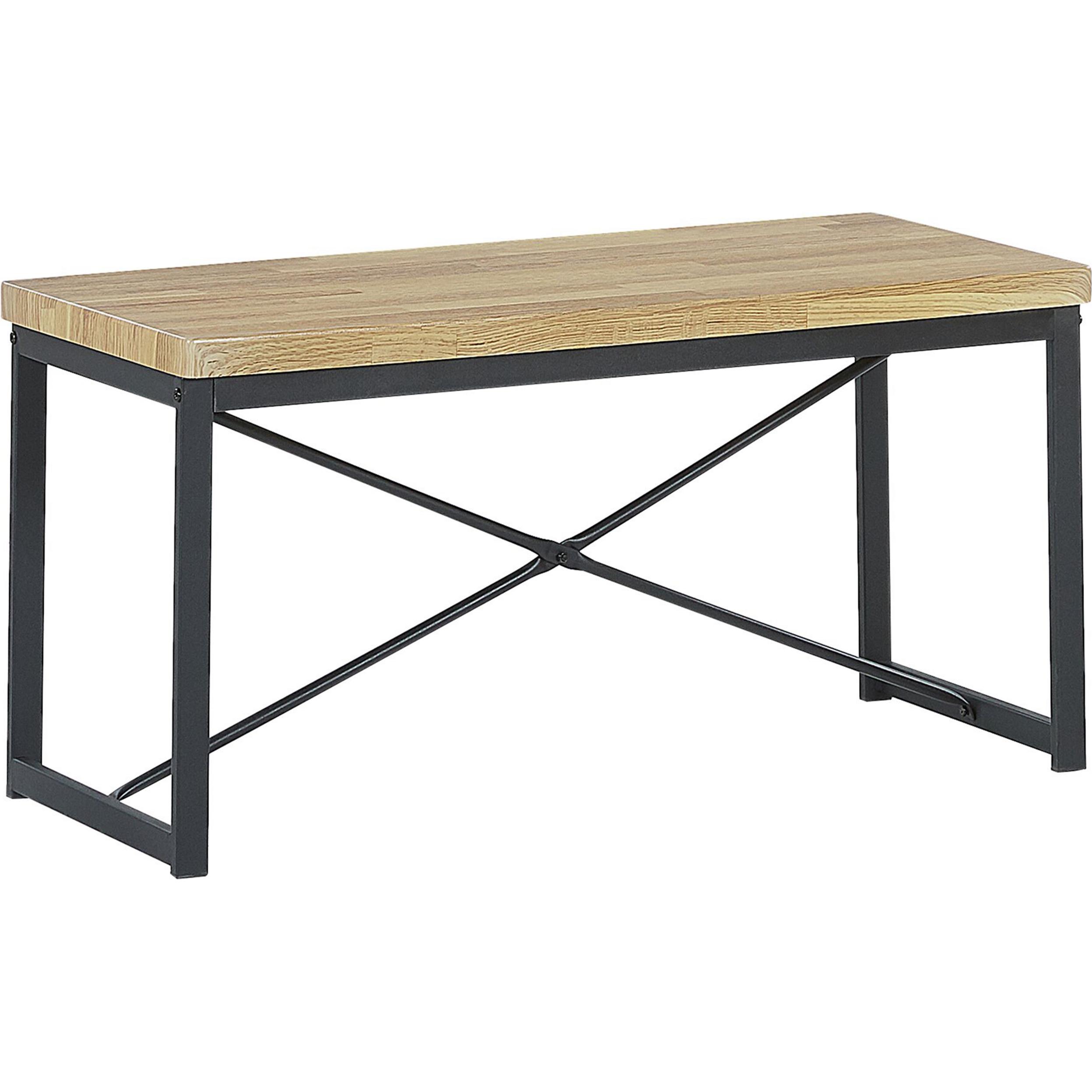 Beliani, Esstisch, Essgruppe heller Holzfarbton / schwarz 4-Sitzer 110 x 70 cm 2 Stühle und Bank FLIXTON (110 x 70 x 76 ...